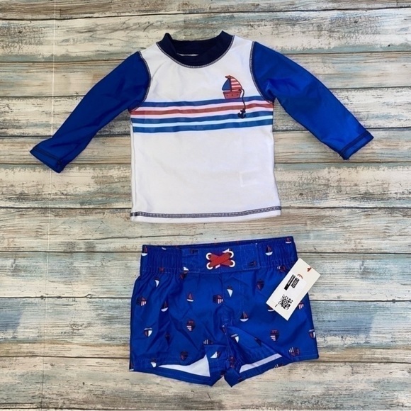 Cat & Jack Other - Cat & Jack Sailing Rashgaurd & Trunks Boys 3-6M